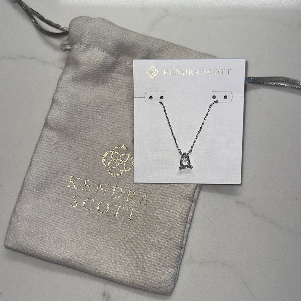 Kendra Scott Silver Clear Stone Pendant Necklace